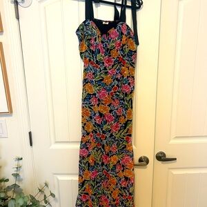 En Crème Floral Maxi Dress with Black Bows